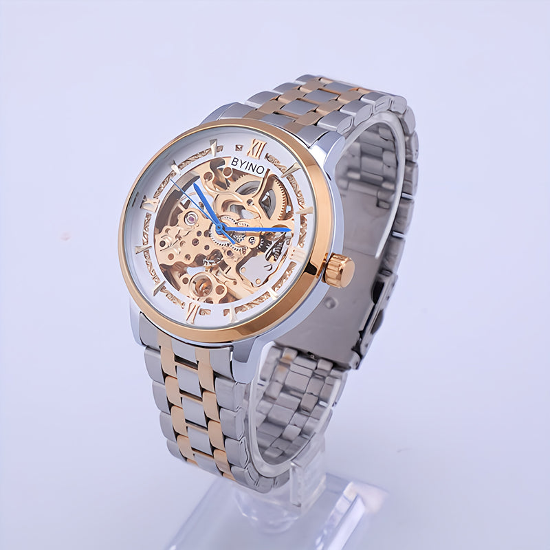 BYINO Two-Tone Skeleton Automatic Watch