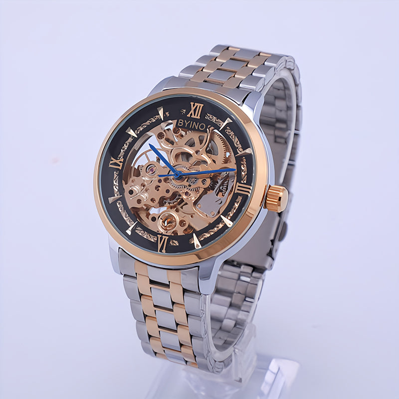 BYINO Two-Tone Skeleton Automatic Watch