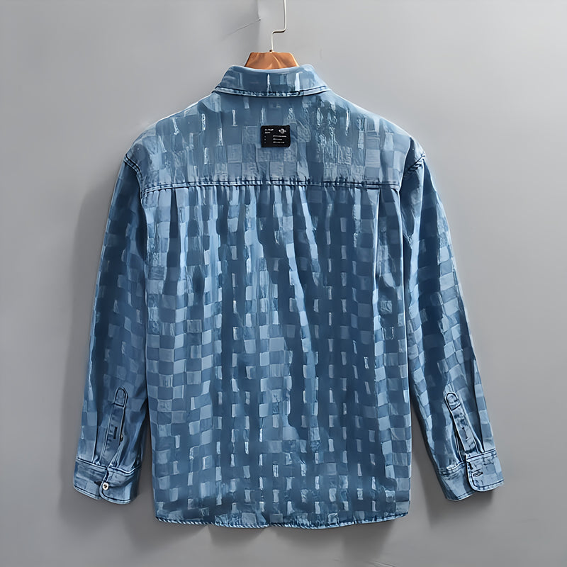 Z996 Highland Plaid Denim Jacket – Blue & Black Edition