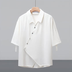 Asym Drape Ice-Silk Wrap Shirt
