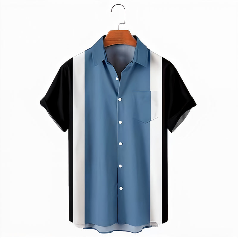 Retro Diamond-Stripes Resort Shirt