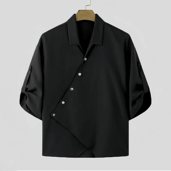 Asym Drape Ice-Silk Wrap Shirt